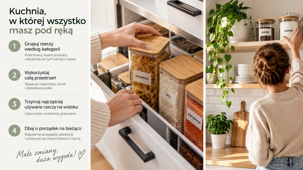Szukasz w kuchni wszystkiego po omacku? Oto jak ją zorganizować dla wygody i porządku