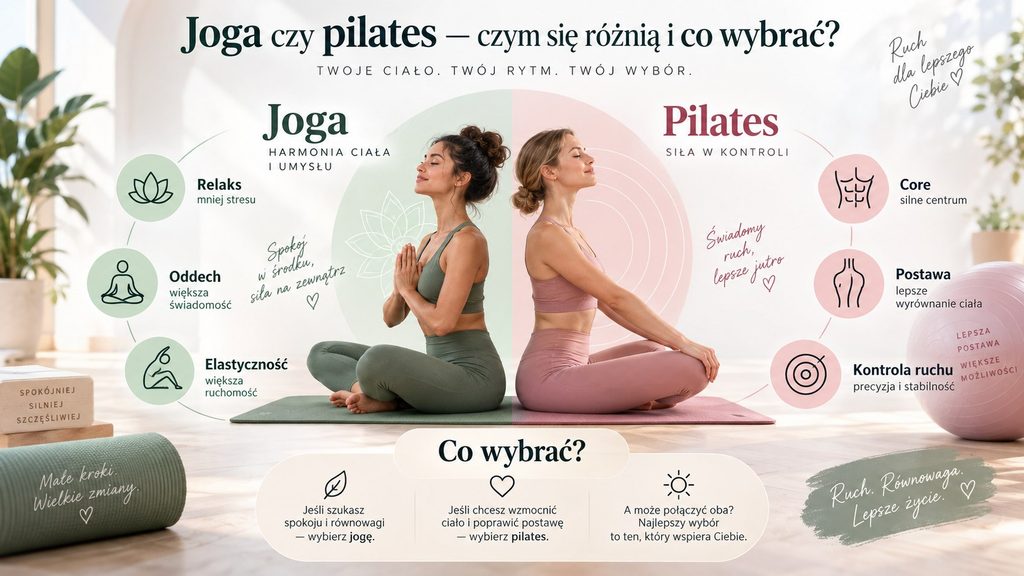 Joga czy pilates — czym się różnią i co wybrać? Porównanie oparte na badaniach 2026