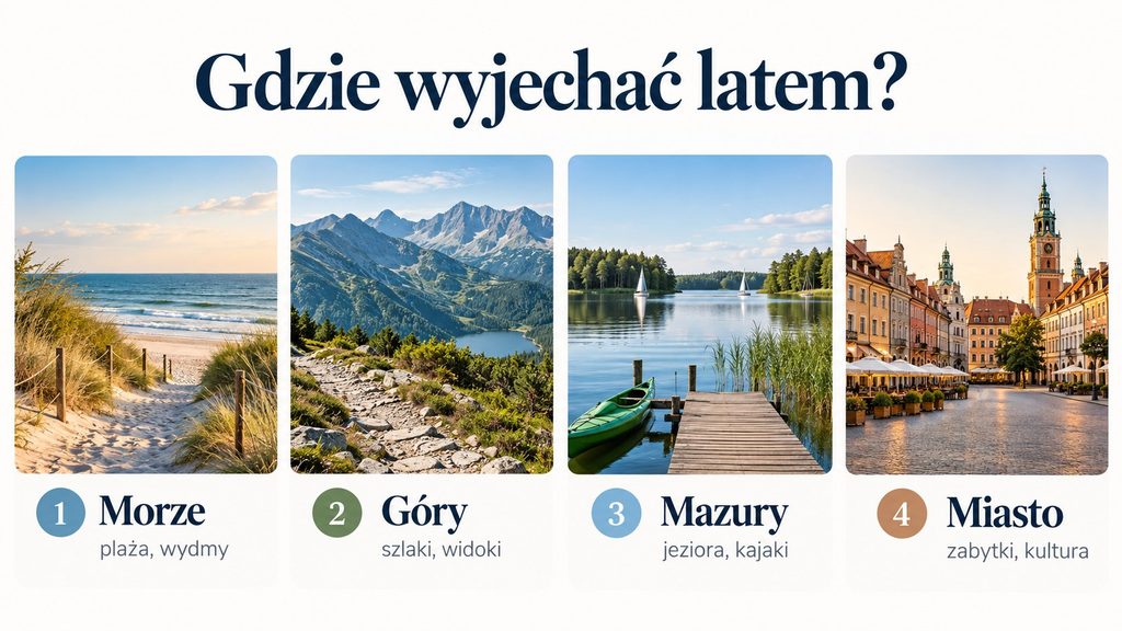 Gdzie wyjechać latem w Polsce? Pomysły na wakacje nad morzem, na Mazurach, w górach i miastach 2026