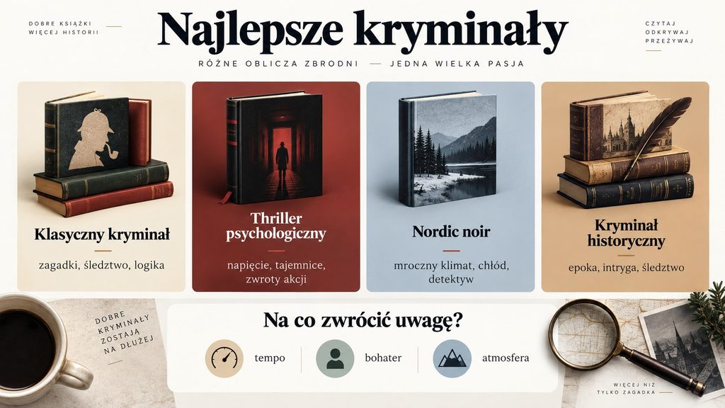 Najlepsze kryminały — 12 książek, które warto przeczytać: klasyka, noir, polskie hity 2026
