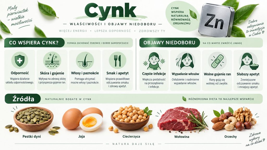 Cynk — właściwości i objawy niedoboru. Jak rozpoznać problem i co jeść